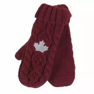 CABLE KNIT MAPLE LEAF MITTS