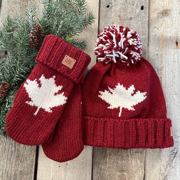 WOOL MAPLE LEAF MITTS