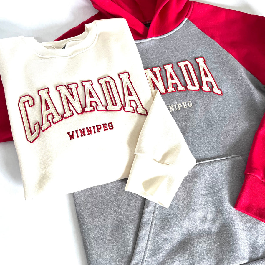 CANADA APPLIQUE RAGLAN SLEEVE HOODIE