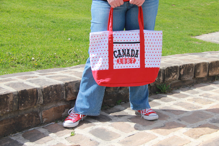 CANADA POLKA DOT TOTE