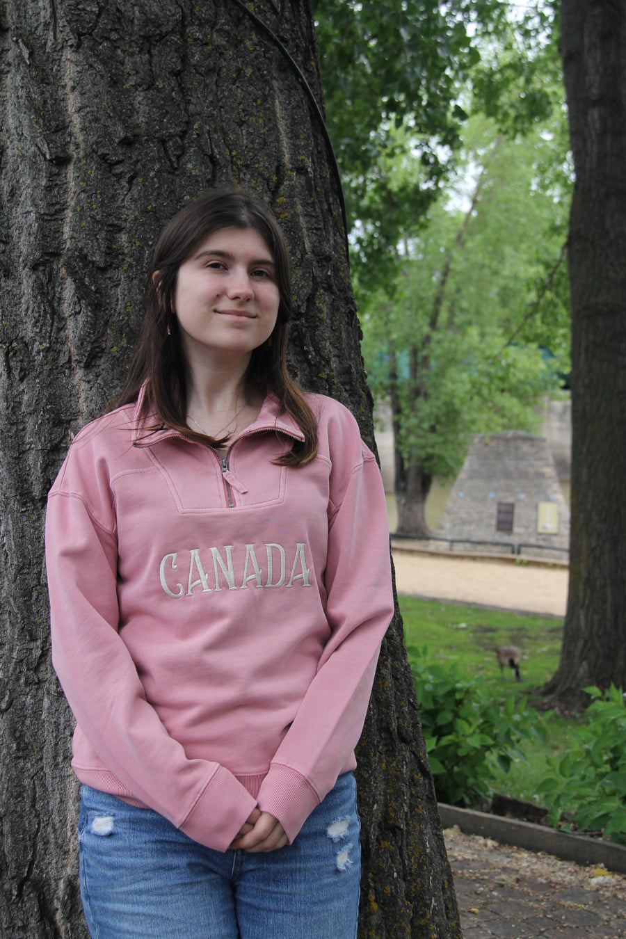 WOMENS 1/4 ZIP CANADA SWEATER