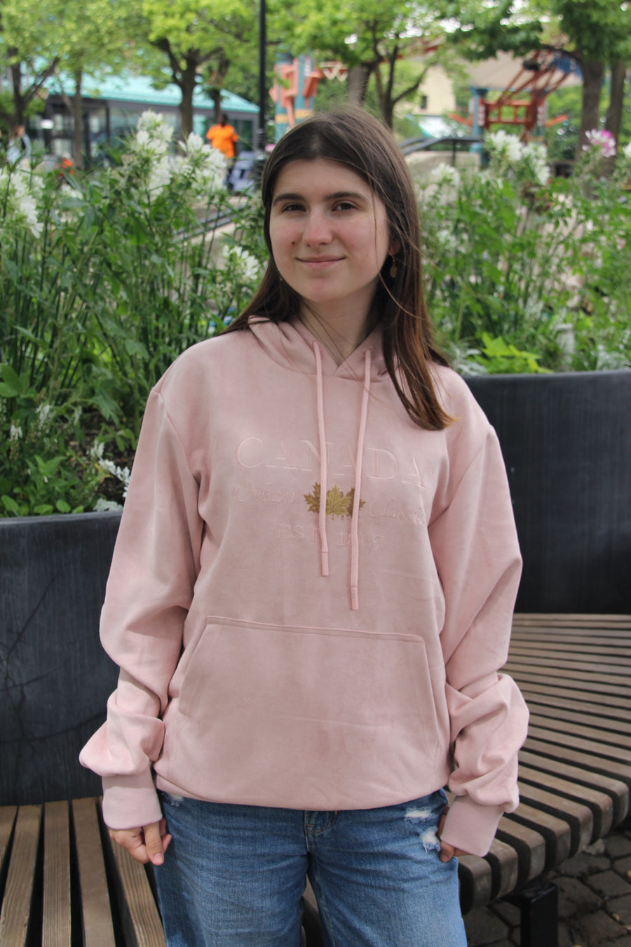 SUEDE TEXTURE CANADA HOODIE