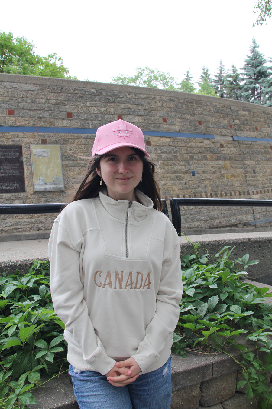 WOMENS 1/4 ZIP CANADA SWEATER