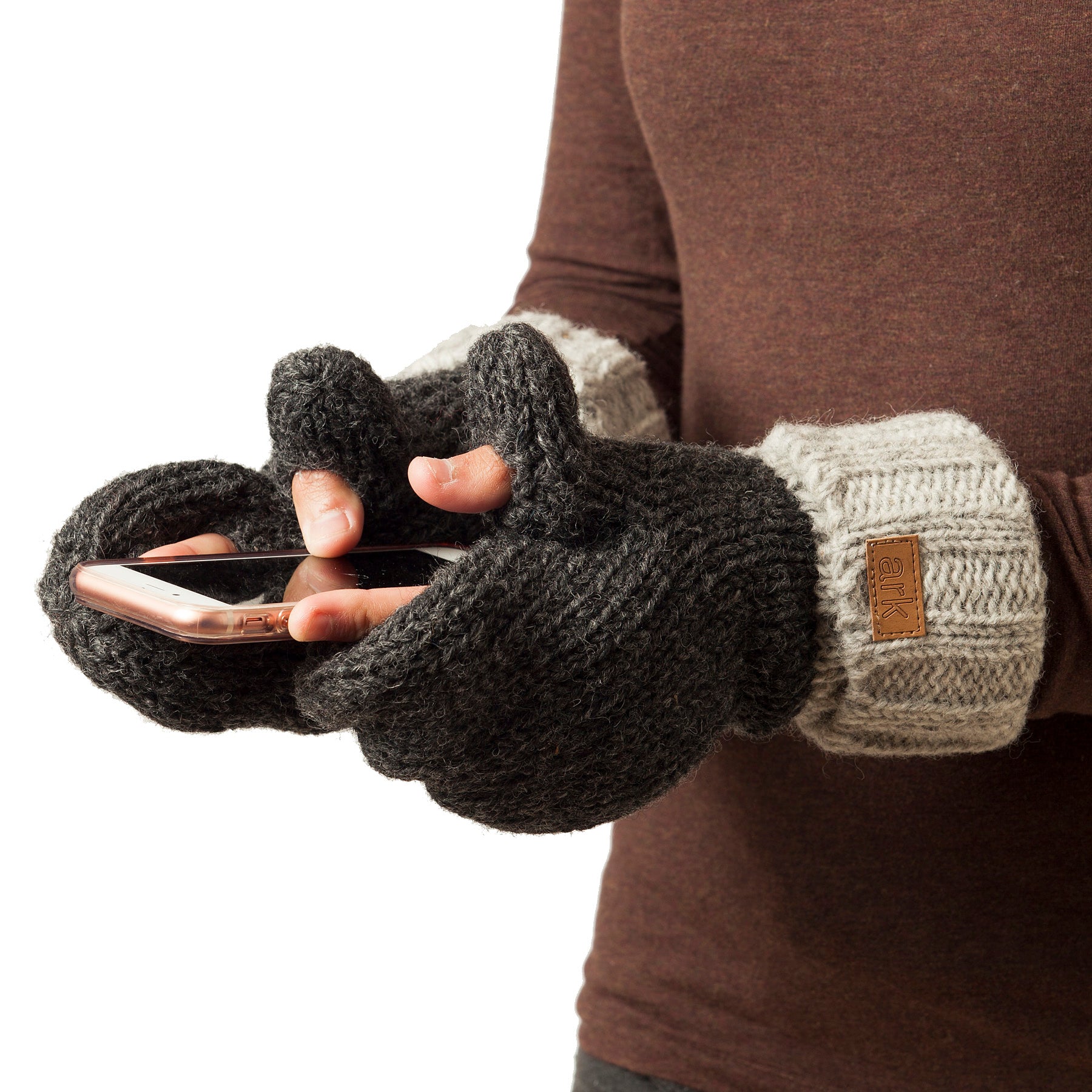 WOOL TEXTING MITTS