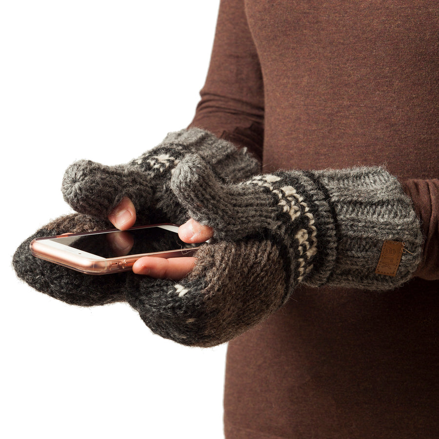 WOOL TEXTING MITTS