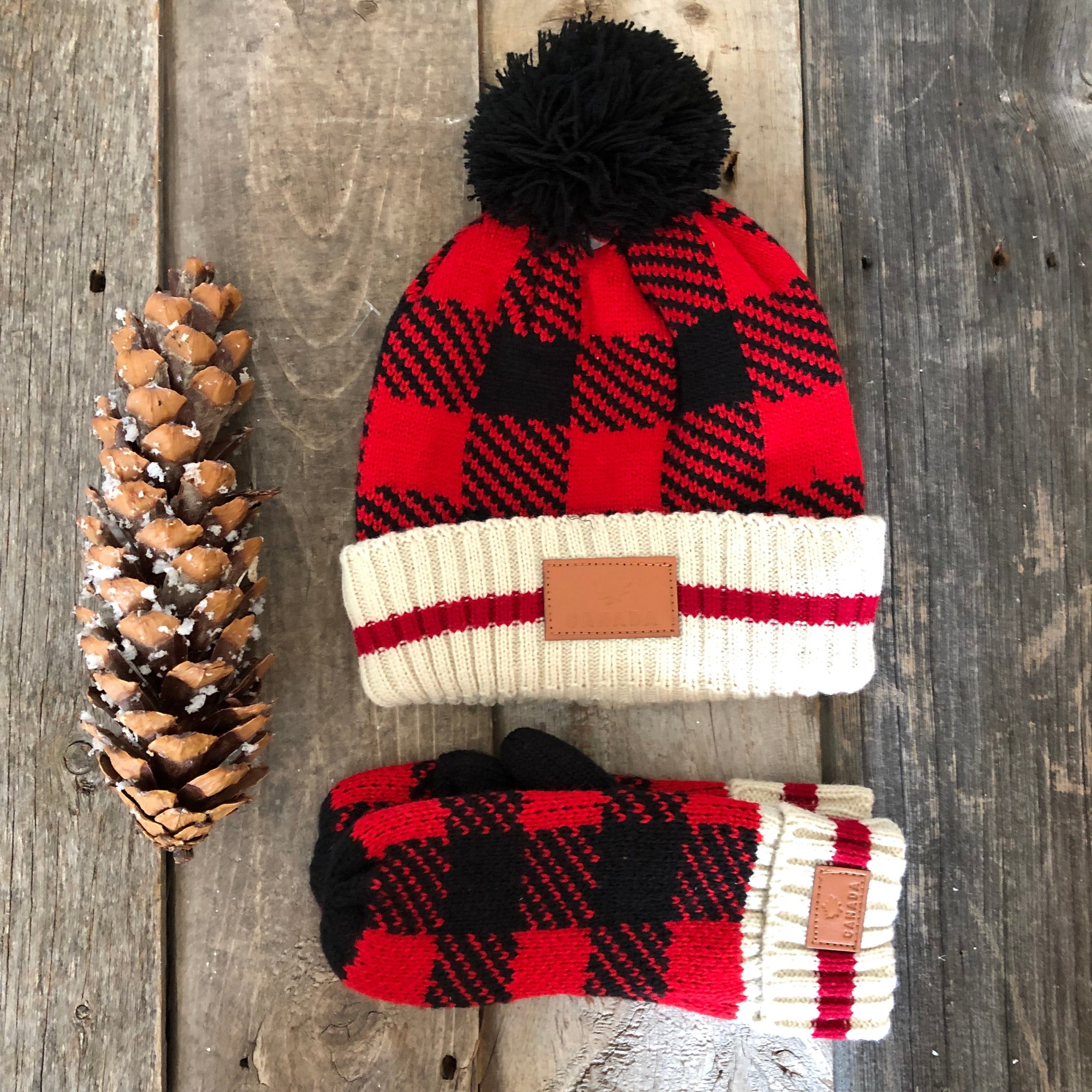 PLAID CABIN KIDS MITTS