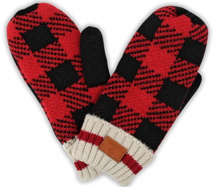 PLAID CABIN KIDS MITTS