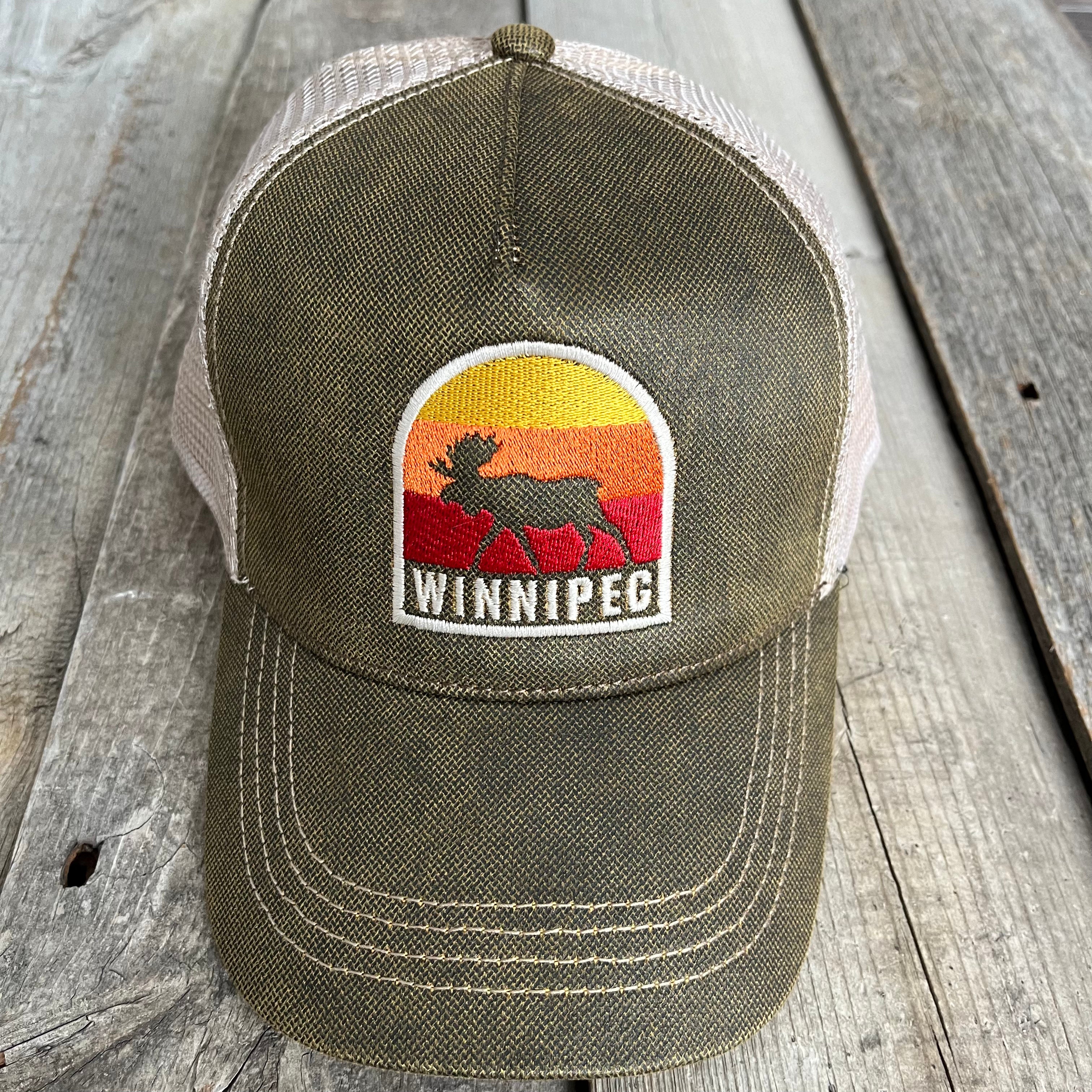 MOOSE WITH SUNSET WINNIPEG TRUCKER HAT