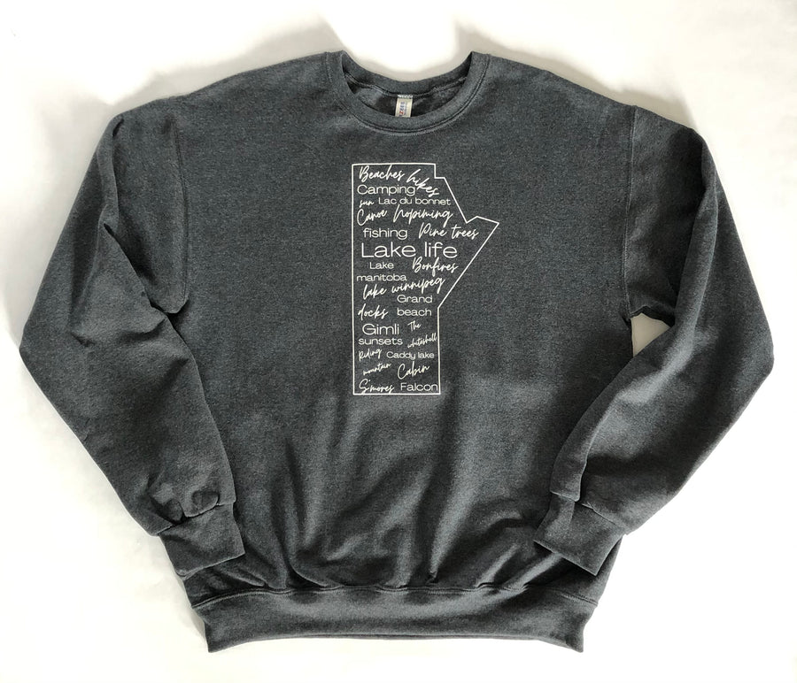 LAKE LIFE WORDS MANITOBA CREWNECK