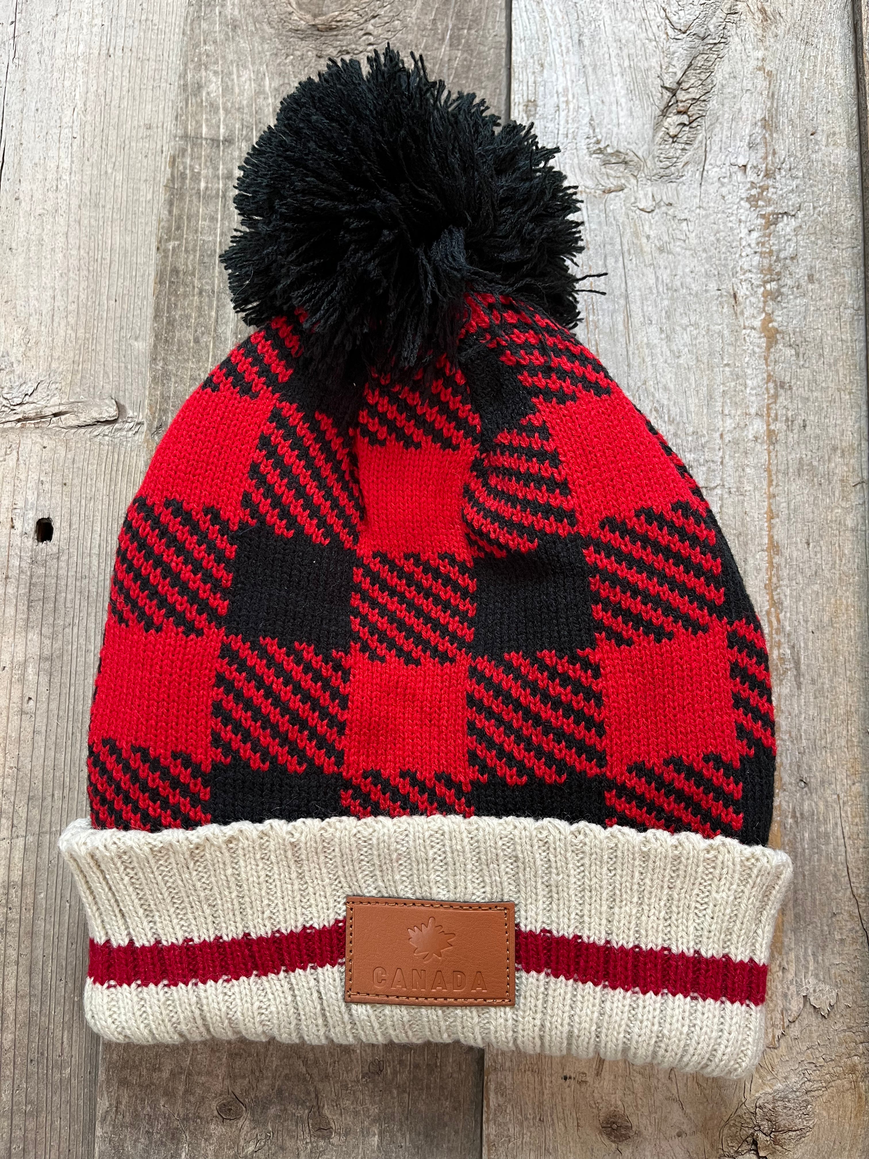 PLAID POM POM ADULT CABIN TOQUE